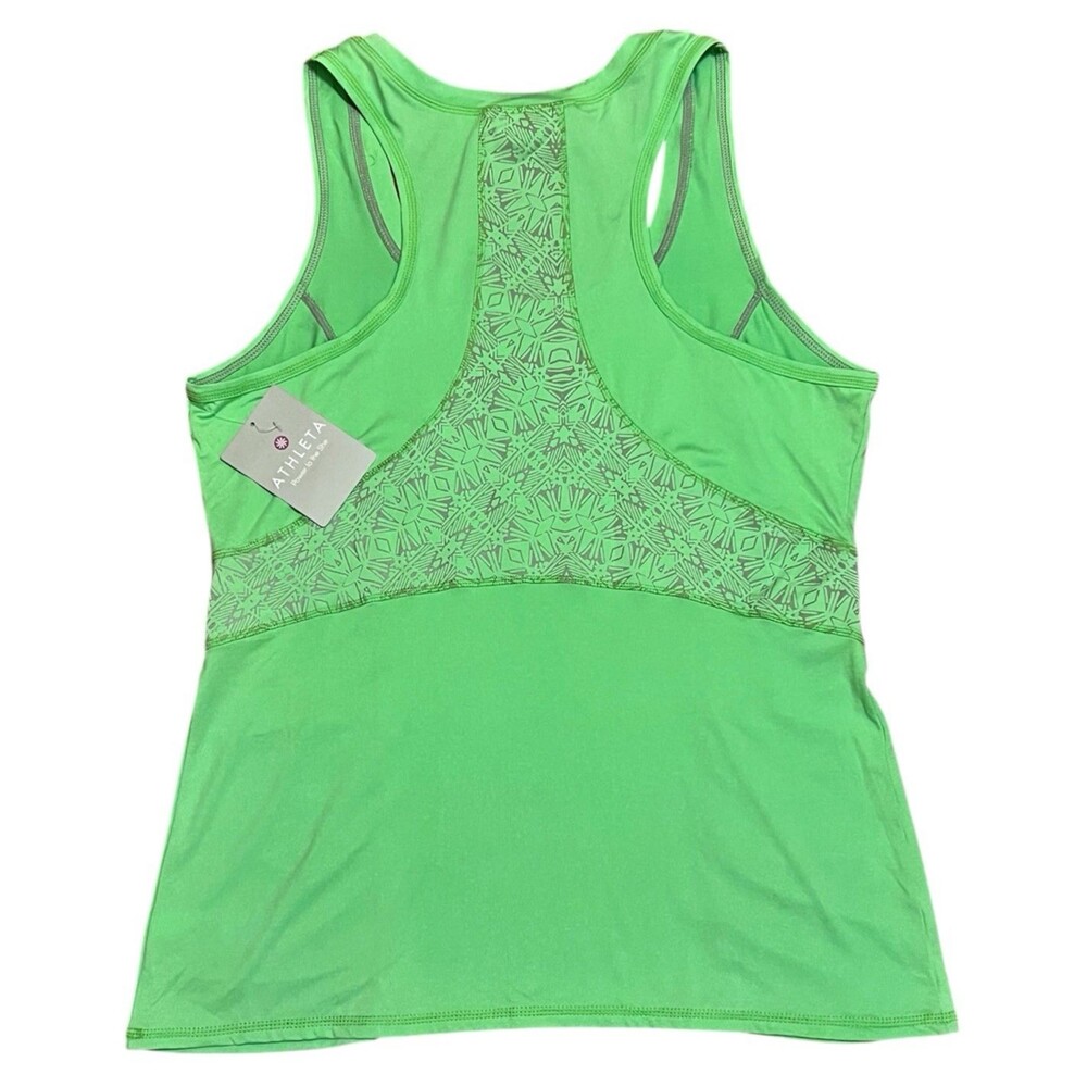 ATHLETA Bright Green Northern Lights Reflective Tank Top Athletic Running XL NWT - Picture 2 of 8